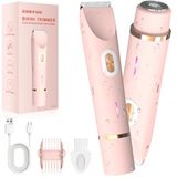 SURFOU Lady Shaver 2-in-1, Elektrische Bikinitrimmer en Gezichtshaarverwijderaar, Snoerloos, Nat & Droog, USB-C Oplaadbaar, Dubbele Kop, Voor Benen, Oksels en Gevoelige Zones, IPX7 Waterdicht