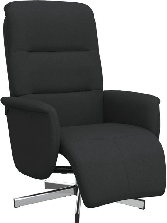 vidaXL Fauteuil verstelbaar met voetensteun stof zwart