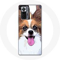 Maniacase Hoesje voor Xiaomi Redmi Note 10 Pro Continental vlinder spaniël Puppy Wit en bruin