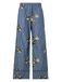 Munthe Broek 'NIKITA' ecru / saffier / bruin / wit