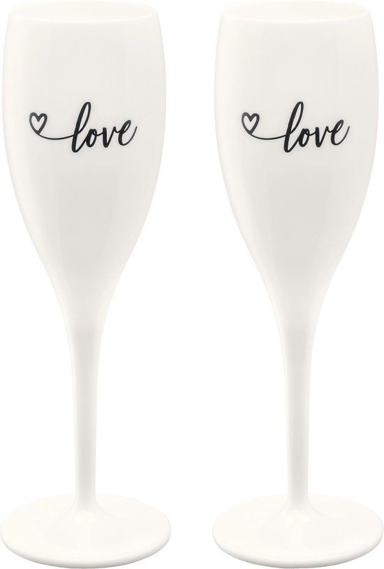 Koziol Cheers No. 1 Organic Champagne Glasses - Set of 2 - 0.1L - White