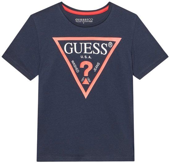 Guess Kinder-T-shirt Blauw Katoen Logo Ronde Hals Korte Mouw 8 jaar