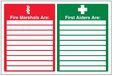 VSafety Fire Marshals/First Aiders Sign - 300mm x 200mm - Self-Adhesive Vinyl