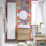 Ambiance Sticker Zelfklevende tegelmuurstickers voor keuken en badkamer - 60 tegelstickers, Azulejos Ana Clara Design - 60 stickers, 15x15cm