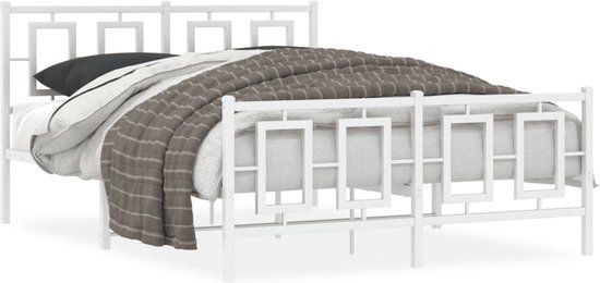 vidaXL Bedframe met hoofd- en voeteneinde Metaal Wit 140x190 cm