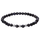 Lucardi - Heren Stainless steel herenkralenarmband labradoriet - Armband - Staal - Zilverkleurig - 19 cm