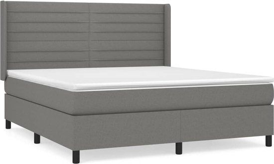 vidaXL Boxspring Bed - Donkergrijs - 160x200 cm - Stof