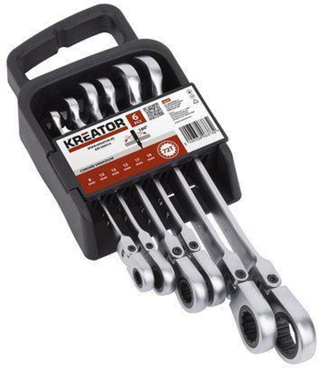 Kreator KRT500014 Flexibele Ringratelsleutelset - 6 delig - In kunststof houder