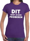 Bellatio Decorations Dit moet je eens proberen T-shirt paars dames XS