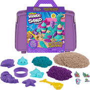 Spin Master Kinetic Sand Shimmer - Opvouwbare Meermin zandbak-speelset met 907 g glinsterend speelzand in 3 kleuren, 6 mallen en 1 schep