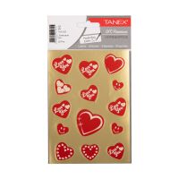 Tanex Love Series Stickers - Hearts Red/Gold (2 x 14 pcs)