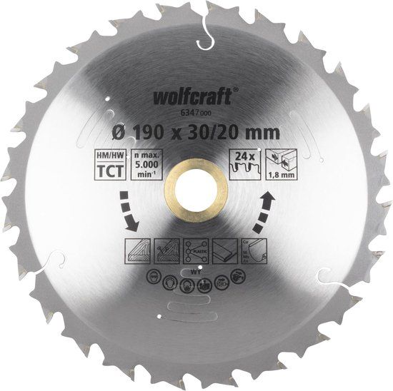 Wolfcraft Cirkelzaagblad 190mm 24 Tanden
