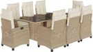 vidaXL 9-delige Tuinset met Kussens, Poly Rattan, Beige