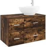 vidaXL Badkamermeubel Set 2 st Gerookt eiken Bewerkt hout