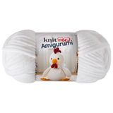 Knit Me Amigurumi Fluwelen chenillegaren, grof garen om te haken, 50 g/55 m, superzacht polyester voor teddy's, pluche speelgoed en dekens, EN71-3 en Oeko-Tex gecertificeerd, 5,5 mm haak (wit)