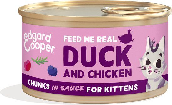 Edgard & Cooper Kattenvoer - Stukjes in Saus - Graanvrij - Verse Eend & Kip - 18 x 85g