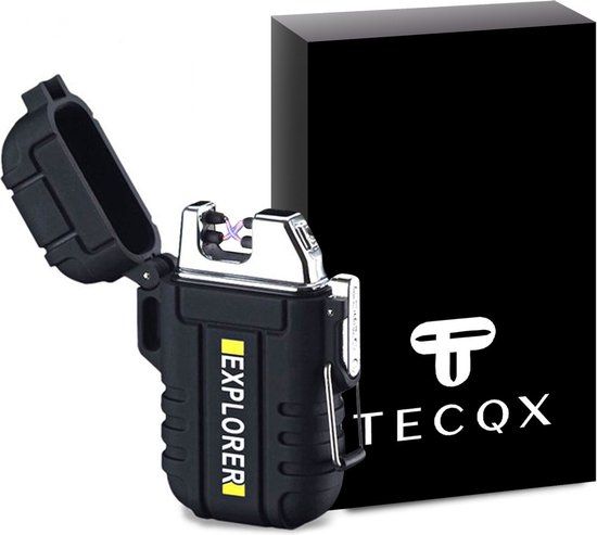 TECQX Elektrische Plasma Aansteker - Oplaadbaar - Zwart - Waterdicht