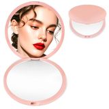 MOXYOY Compacte make-upspiegel voor op reis, 1X/3X vergroting zakspiegel, 2-zijdige mini draagbare opvouwbare handheld, geschenken voor tienermeisjes vrouwen, roze