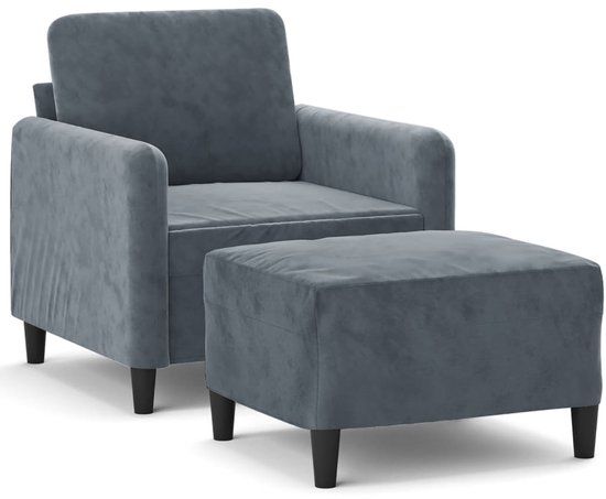 vidaXL Fauteuil met voetenbank - fluweel - donkergrijs