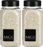 Mica Decorations decoratie steentjes / granulaat - 2x - 650 ml - 2-4 mm - mat wit - siergrind