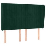 VidaXL Hoofdbord met randen, fluweel, donkergroen, 147x23x118/128 cm