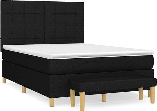 vidaXL Boxspring met matras stof zwart 140x200 cm