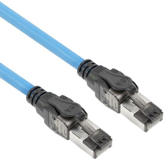 ACT Blauw 25 meter S/FTP CAT6A B2ca PoE++ 100W solid prefab installatiekabel, RJ45 male – male FB0025