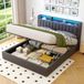 MODFU Hydraulisch Liftbed 180x200 cm – Met LED & USB – Fluweel grijs – Stil & kraakvrij – Met royale opbergruimte – Opbergbed