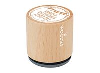 Stempel van hout en rubber, diameter 33 x 30 mm.