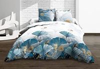 Le linge de Jules Bedlaken + hoeslaken 160 x 200 cm + 2 T – puur katoen 57 draden – ginko blauw
