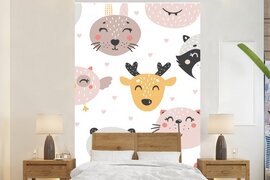 Nr1Wallpaper Behang - Fotobehang Kinderillustratie met een patroon van dieren - Breedte 160 cm x hoogte 240 cm