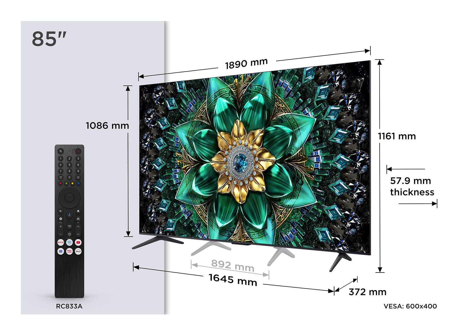 TCL 85Q6C / Flat screen / 85 inch / 2025