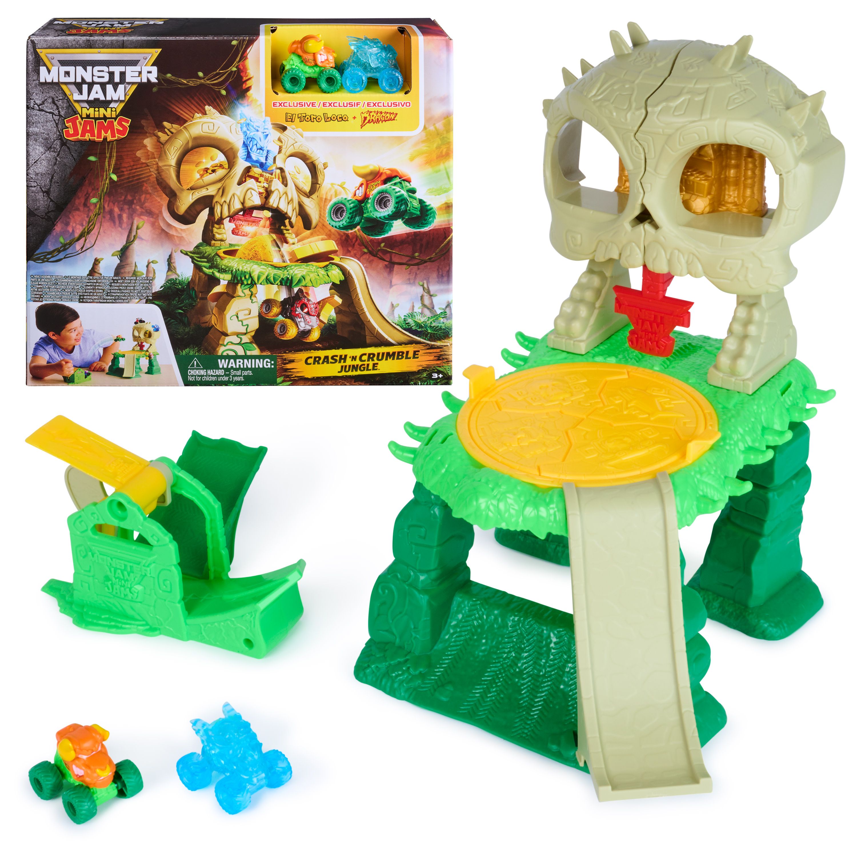Spin Master Monster Jam Mini Jams Crash & Crumble Skull Escape Speelset met 2 Exclusieve Mini Monstertrucks