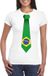 Bellatio Decorations Shoppartners Bv Wit t-shirt met Braziliaanse vlag stropdas dames - Brazilie supporter XL