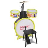 Bontempi BeatMasterPro Classic drumstel met 4 elementen, met kruk en twee drumsticks voor een ongeëvenaarde ervaring, geel, 68 x 50 x 50 cm