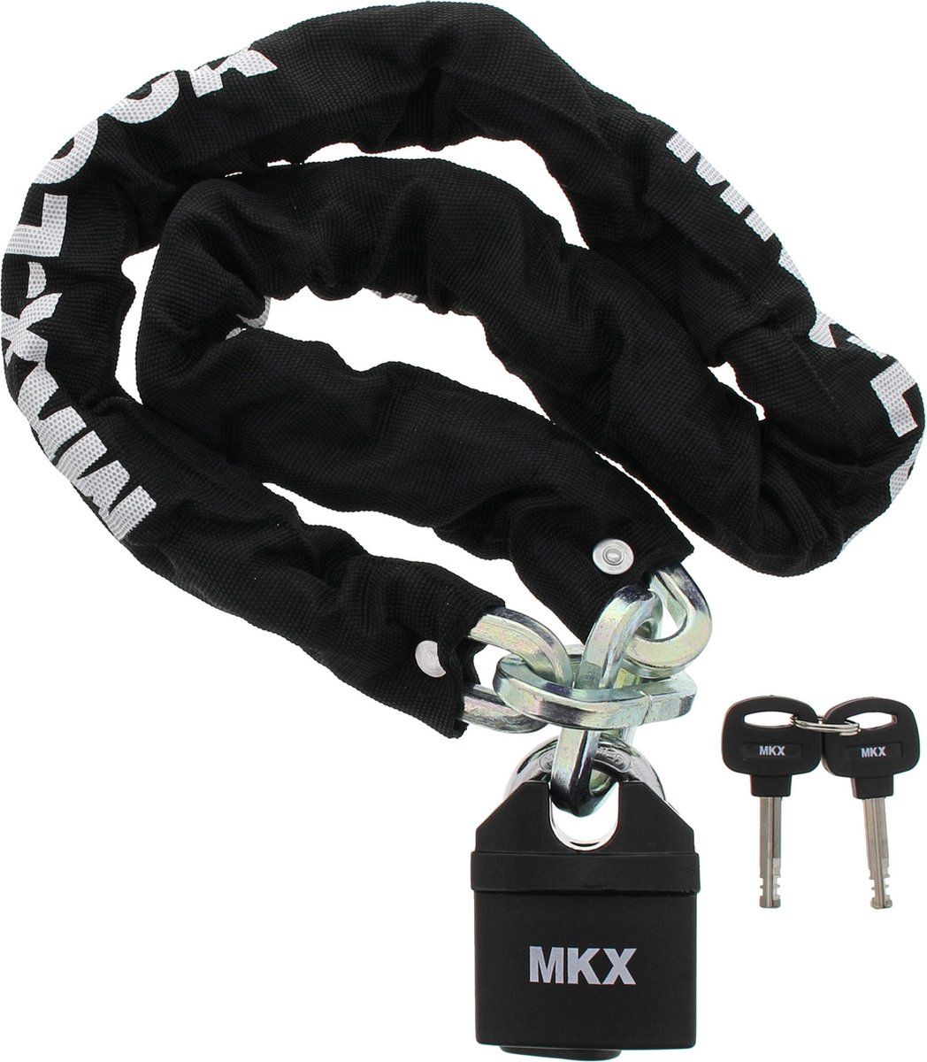 MKX-Lock Kettingslot Scooter & Motor 10mm 120cm - Zwart