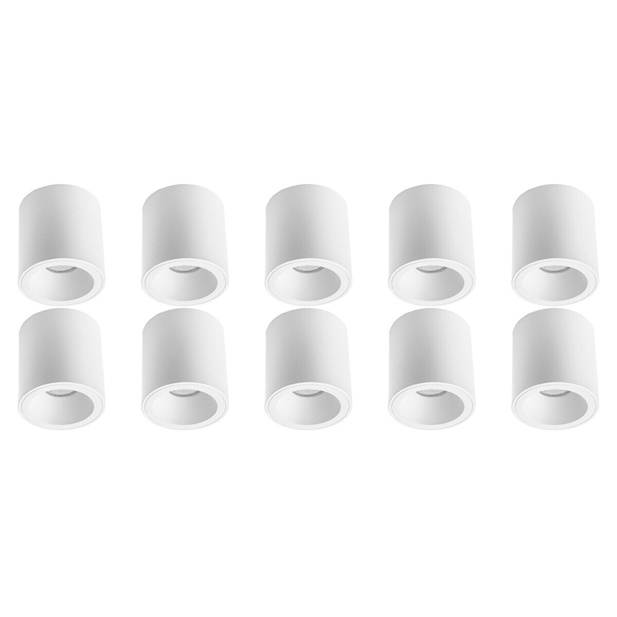 BES LED Opbouwspot 10 Pack - Pragmi Cliron Pro - GU10 Fitting - Opbouw Rond - Mat Wit - Aluminium - Verdiept - Ã˜90mm