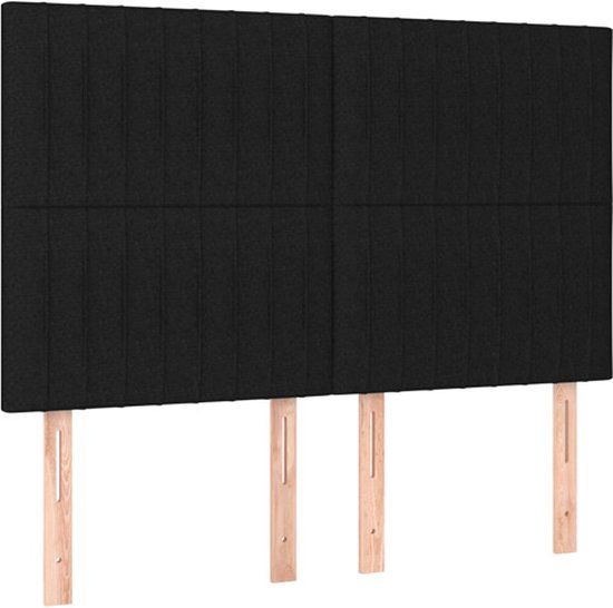 vidaXL Hoofdbord Zwart Stof 144x5x118/128 cm