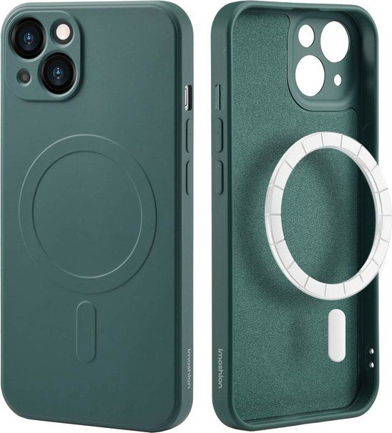 iMoshion Color Backcover iPhone 13 - Donkergroen - Siliconen Hoesje met MagSafe