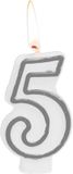 Folat Kaars cijfer 5 Simply Chique Silver 9 cm
