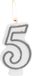 Folat Kaars cijfer 5 Simply Chique Silver 9 cm