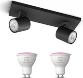 Philips Hue Runner Opbouwspot (Zwart) - Wit en Gekleurd Licht - Plafondspot met 2 Lichtpunten - GU10 - Hue White and Color Ambiance