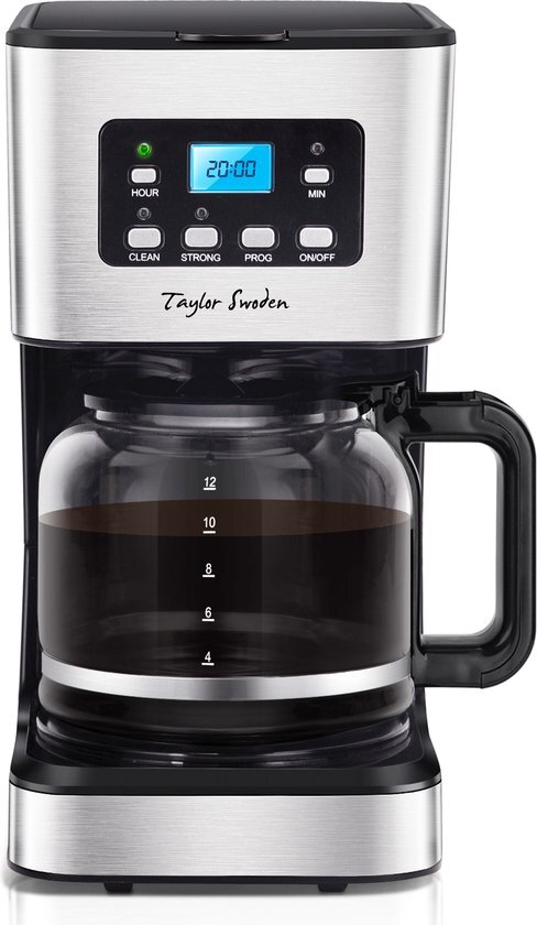 Taylor Swoden Koffiezetapparaat - Filterkoffie - 12 Koppen - Zwart/RVS - Darcy 30QUK zwart