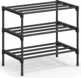 SONGMICS Schoenenrek, 3 niveaus, metaal, stapelbaar, 45 x 30 x 55 cm, Zwart