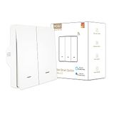 MOES Intelligente wandschakelaar, compatibel met Tuya Zigbee, 2-weg, draadloze neutrale geleider of condensator vereist, wit, werkt met Alexa en Google Home