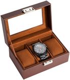 ProCase Horlogebox met 3 compartimenten, Bruin