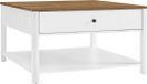 VASAGLE Table basse, table de salon, table de canapé, 2 grands tiroirs, avec pieds, grand espace de rangement, style maritime, 80 x 80 x 45 cm, pour salon, brun noyer-blanc LCT207T14