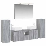 vidaXL Badkamermeubel Set 6-delig Grijs Sonoma Bewerkt hout en glas