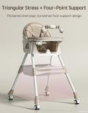 Chaise haute pour bébé - Chaise enfant - avec 4 roues - position inclinable réglable - plateau amovible - convient pour 1-2 ans - marron