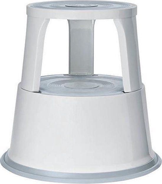 Wedo Rollhocker - Metalen Opstapkrukje - Lichtgrijs - 2 Treden - 150 kg - Metaal